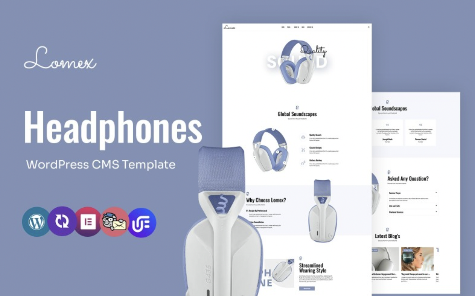 Lomex - Headphones Store Multipurpose WordPress Elementor Theme WordPress Theme