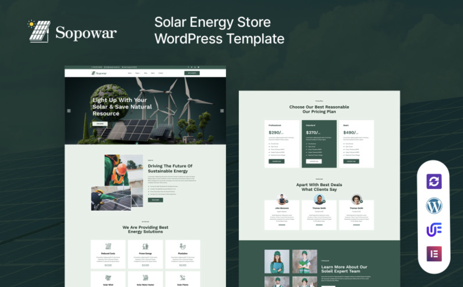 Sopowar - Solar Panels And Renewable Energy WordPress Elementor Theme WordPress Theme