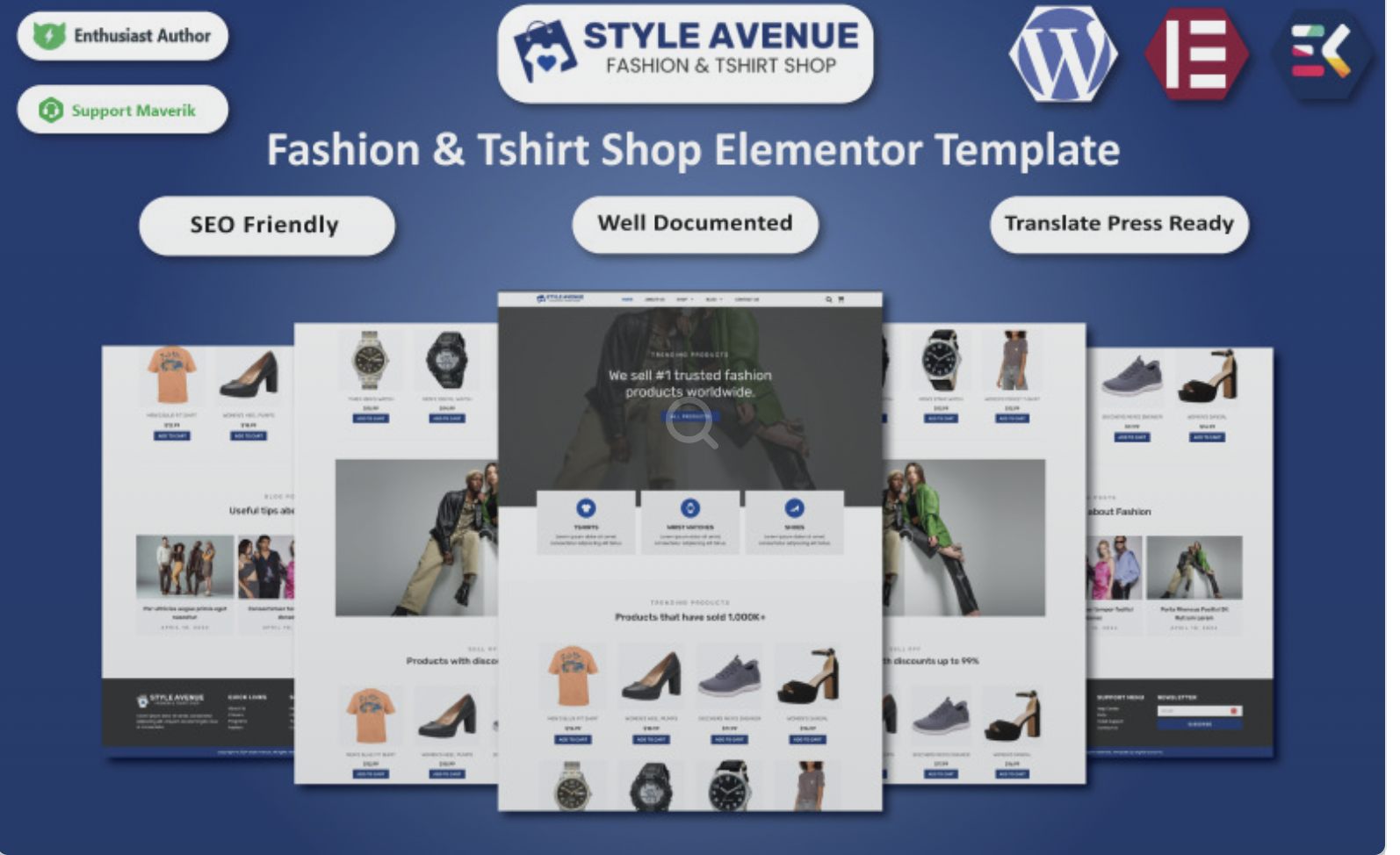 Style Avenue - Fashion & T-shirt Shop WordPress Elementor Template WordPress Theme
