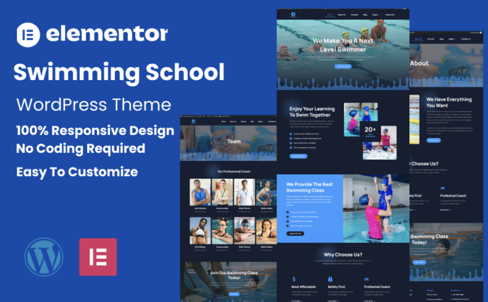 Swimming School Responsive WordPress Themes