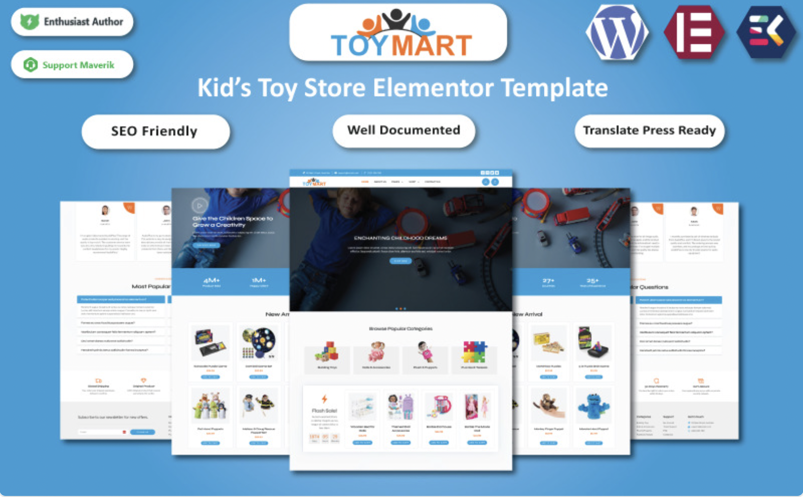 Toy Mart - Kids Toy Store WordPress Elementor Template WordPress Theme