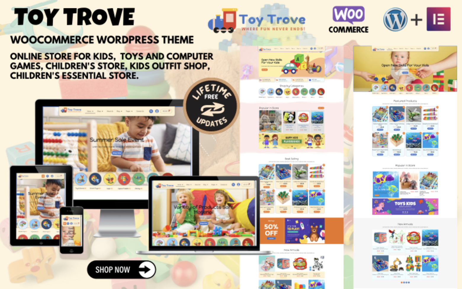 Toy Trove - WooCommerce Elementor WordPress theme for kids' toys, apparel, gift items, and more. WordPress Theme