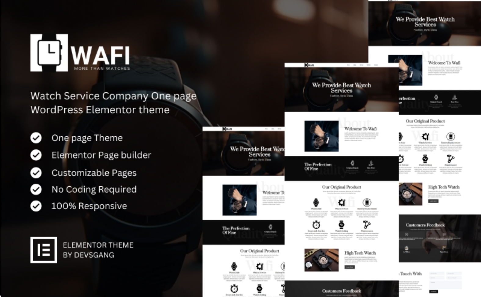 Wafi - A Minimal & Clean Watch Service Company Wordpress Theme WordPress Theme