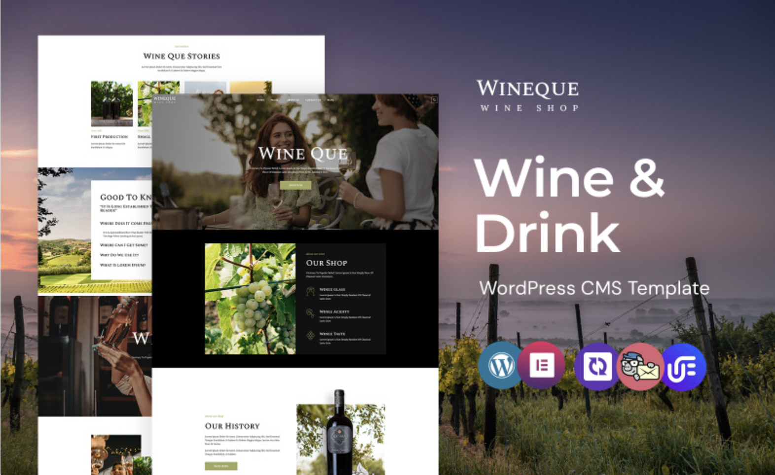 Wineque - Wine Shop WordPress Elementor Theme WordPress Theme