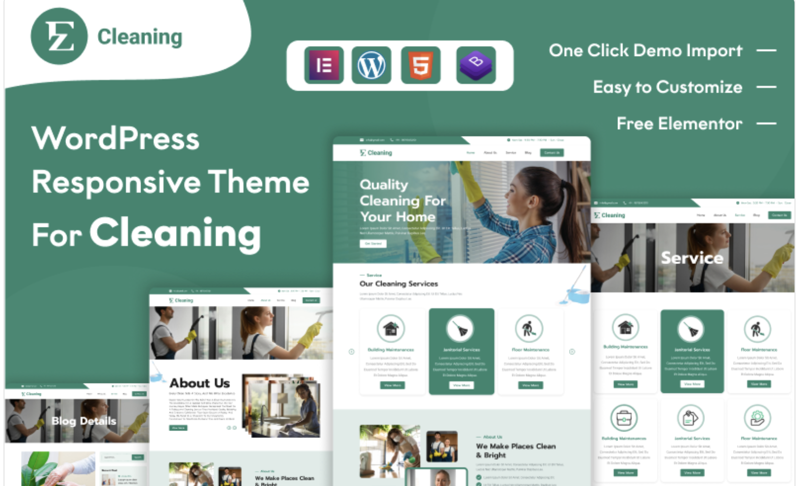 EZ Cleaning– Powerful WordPress Theme for Cleaning Companies