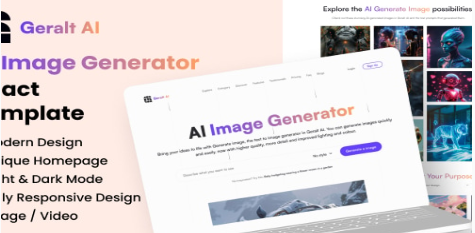 AI Image Generator React Template - Geralt AI