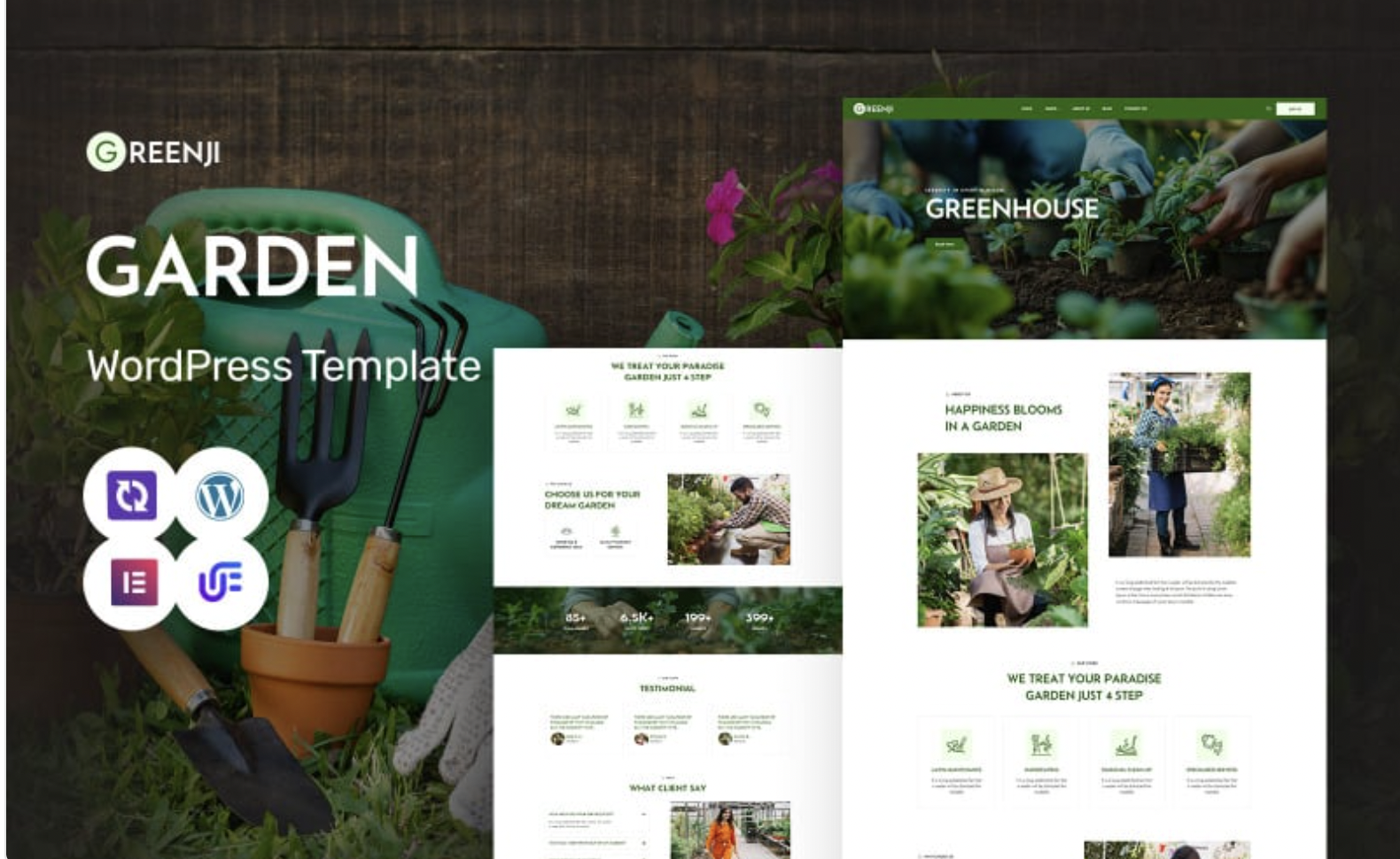 Greenji - Garden Care, Landscaping And Gardening Services WordPress Elementor Theme WordPress Theme