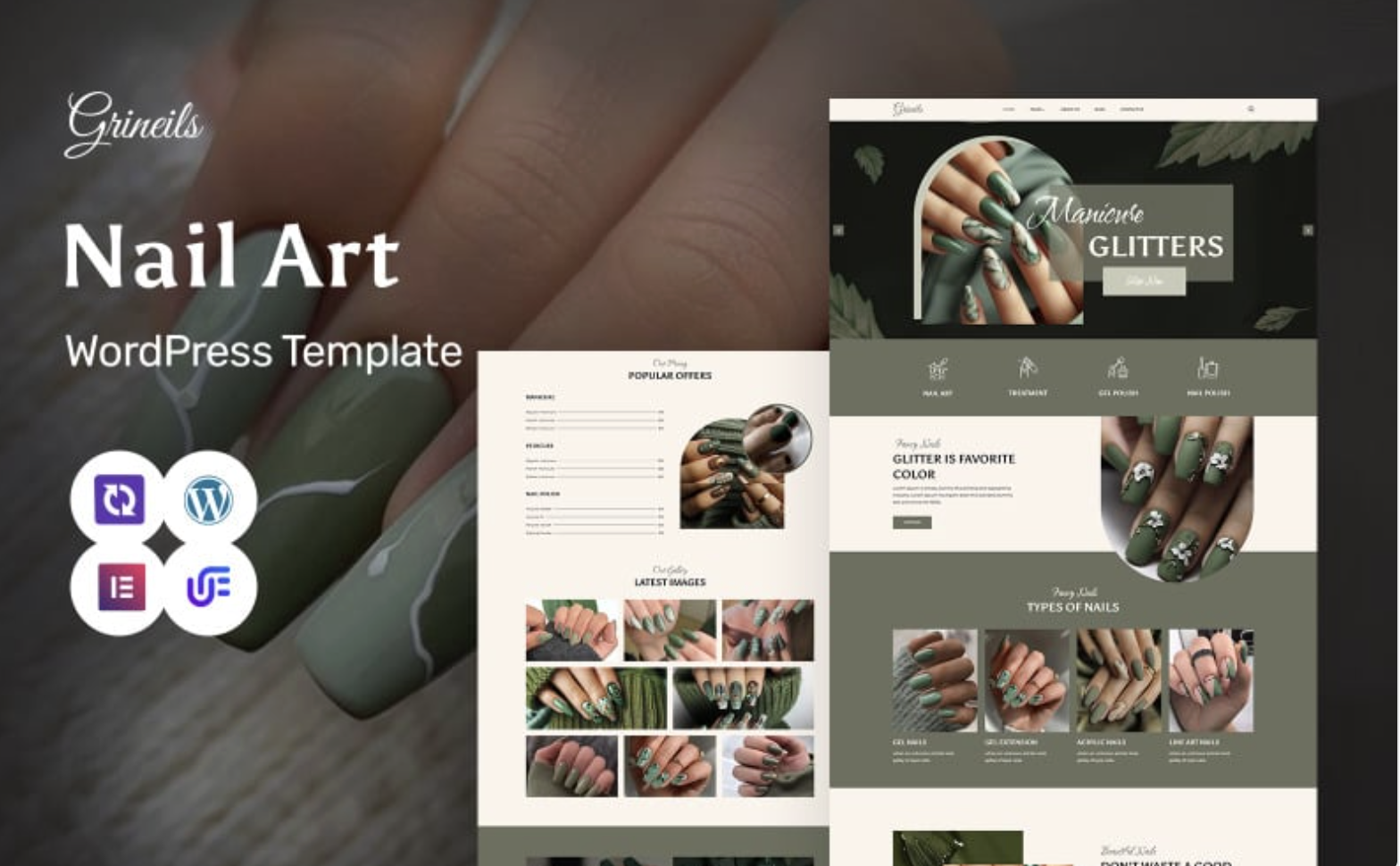 Grineils - Nail Salon And Nail Art WordPress Elementor Theme WordPress Theme