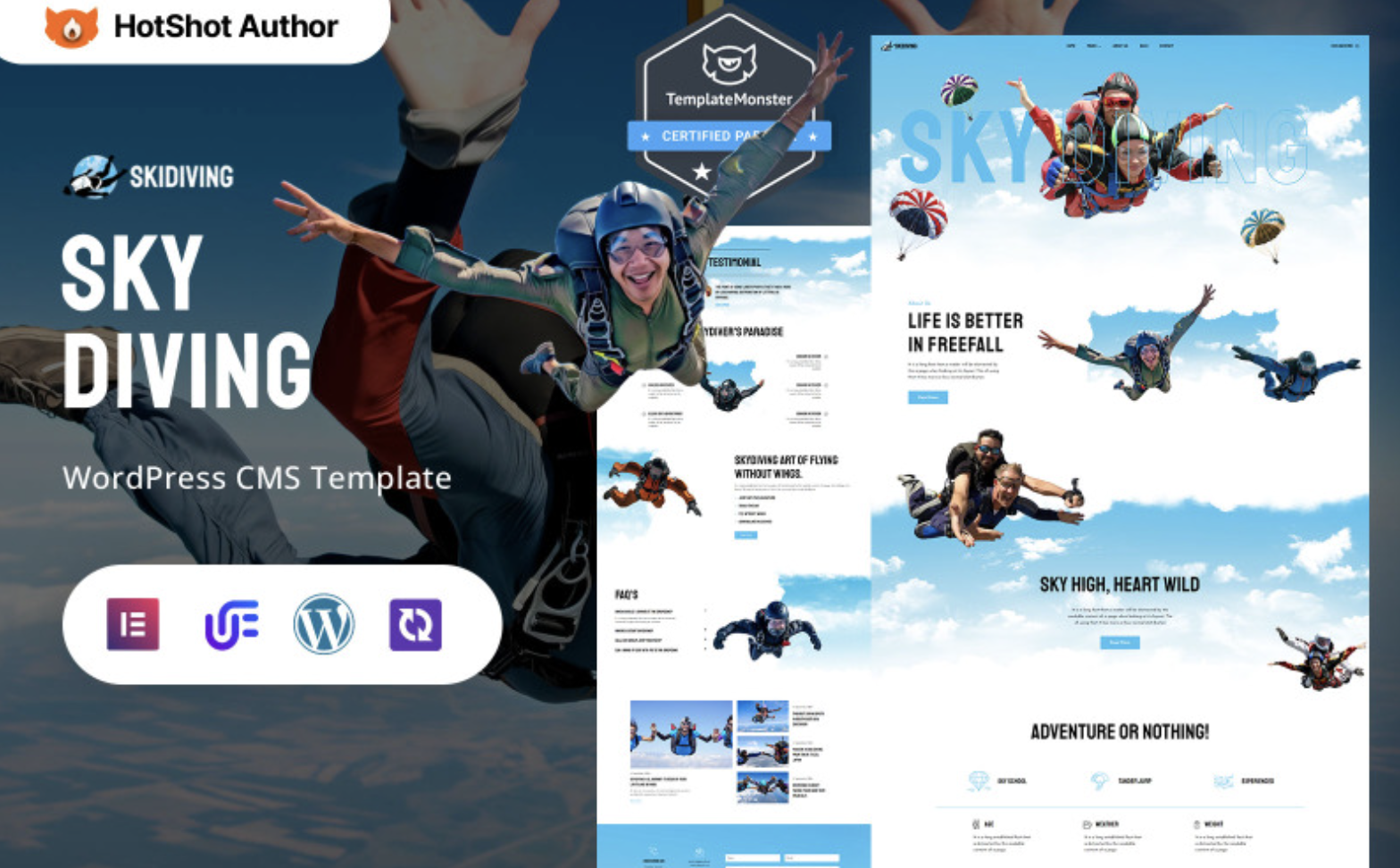 Skidiving - Skydiving Adventure And Parachute WordPress Elementor Theme WordPress Theme