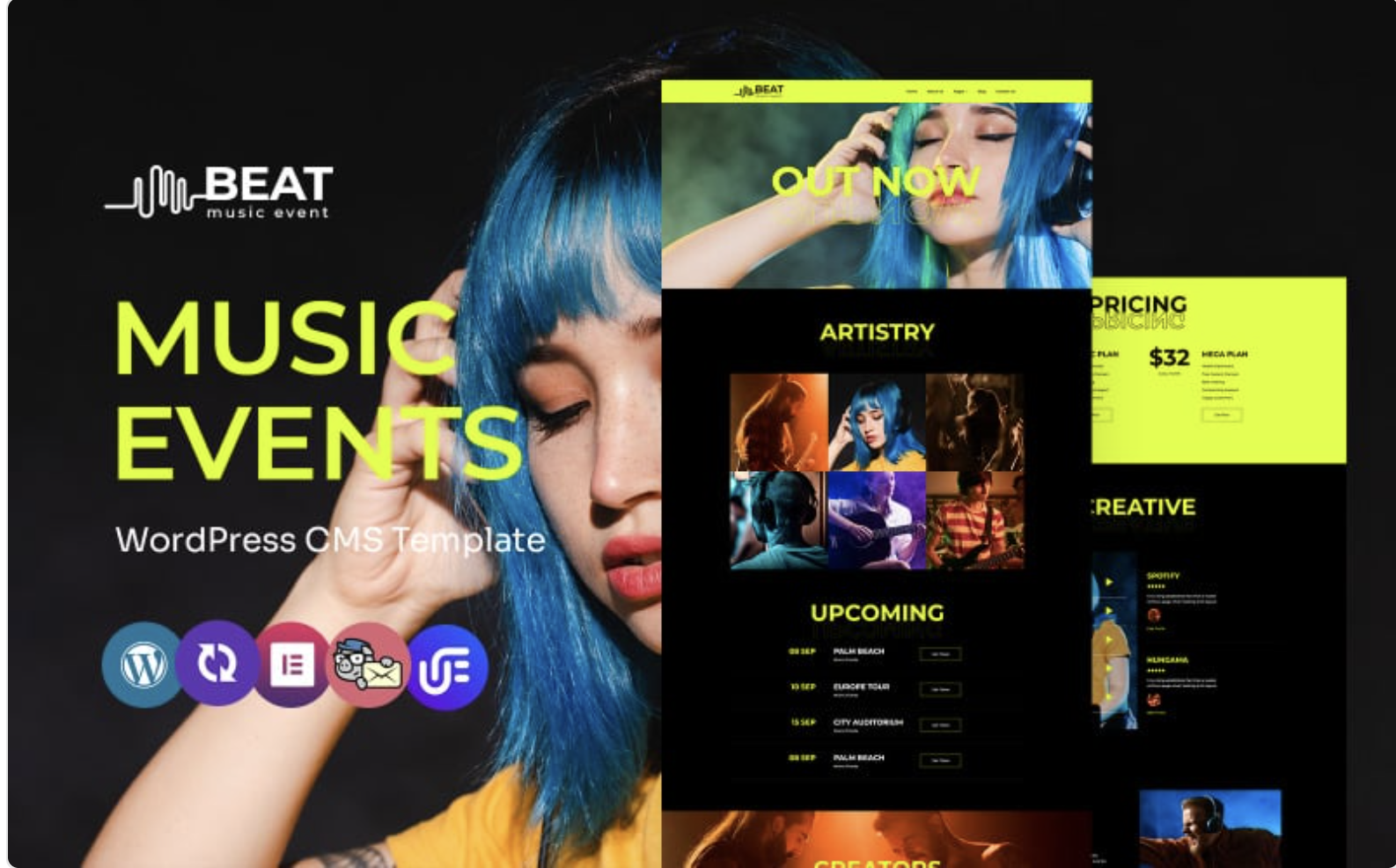 Beat - Music Events Multipurpose WordPress Elementor Theme WordPress Theme