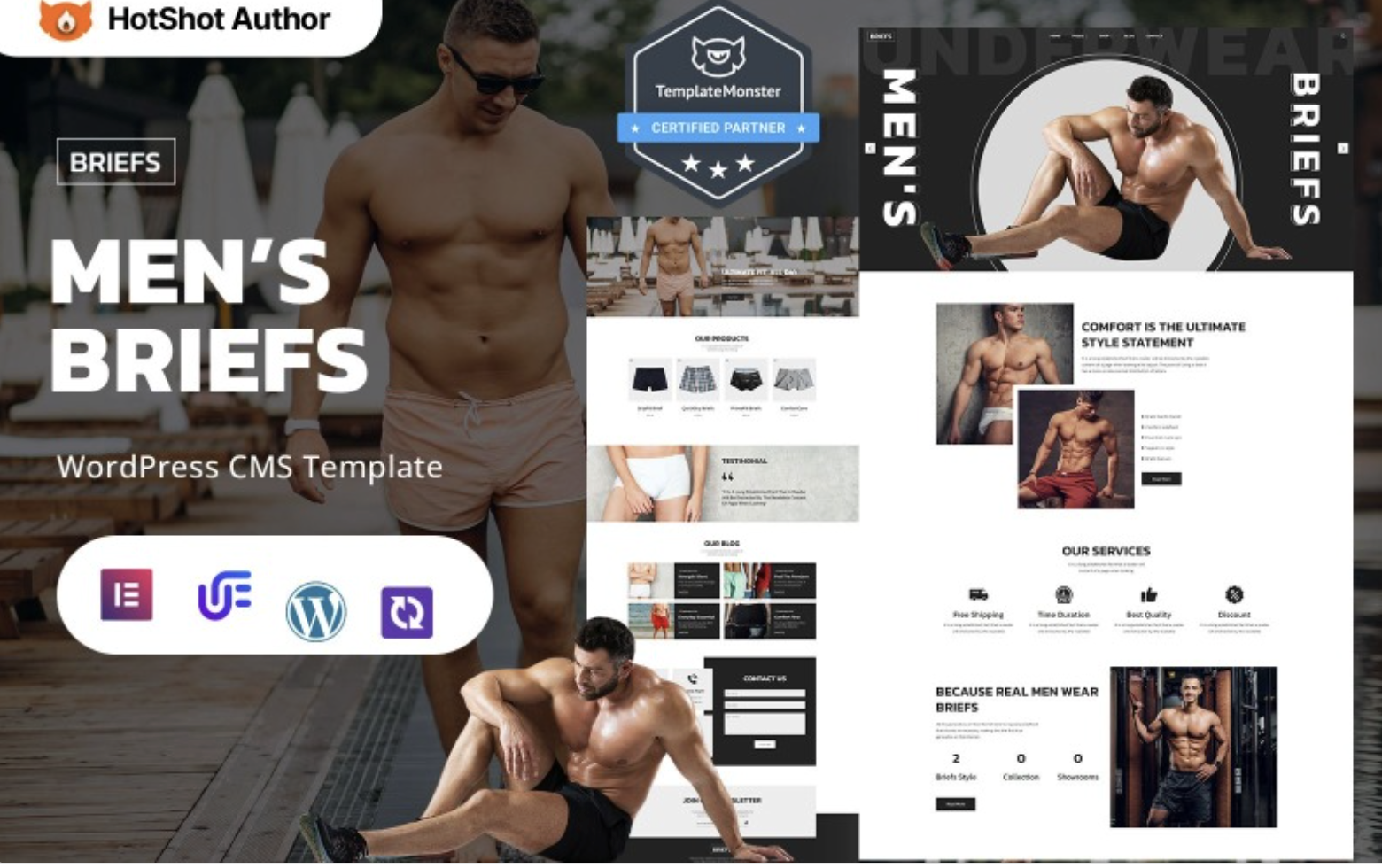 Briefs - Men's Underwear And Loungewear WordPress Elementor Theme WordPress Theme