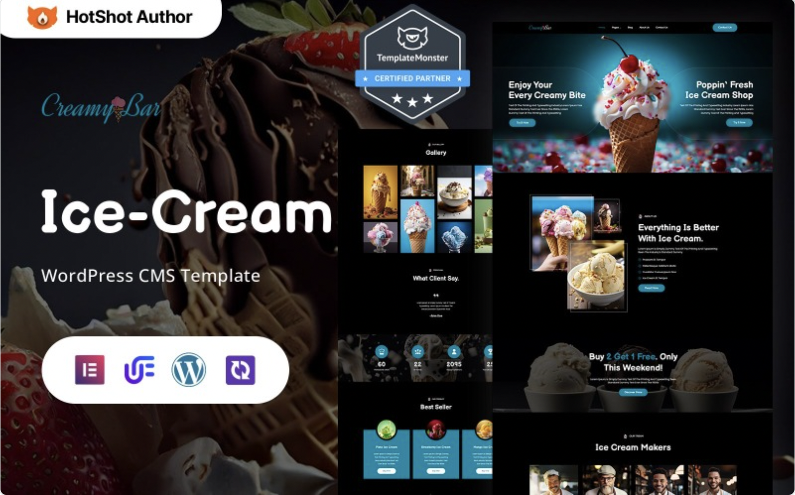 Creamy Bar - Ice Cream WordPress Elementor Theme WordPress Theme