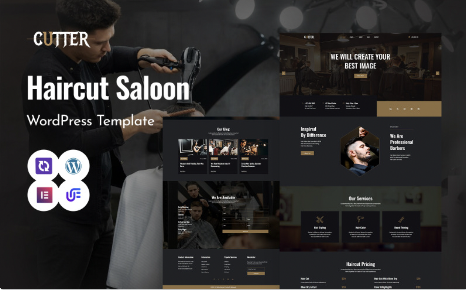 Cutter - Barber Modern Shop And Hairdresser WordPress Elementor Theme WordPress Theme