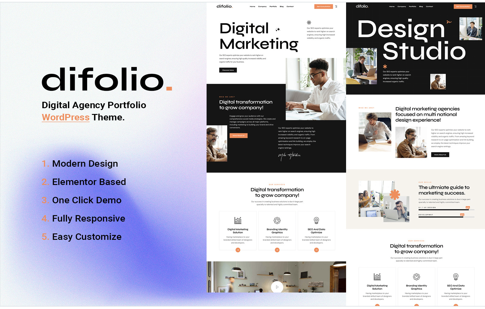 Difolio - Digital Agency Creative Portfolio WordPress Theme