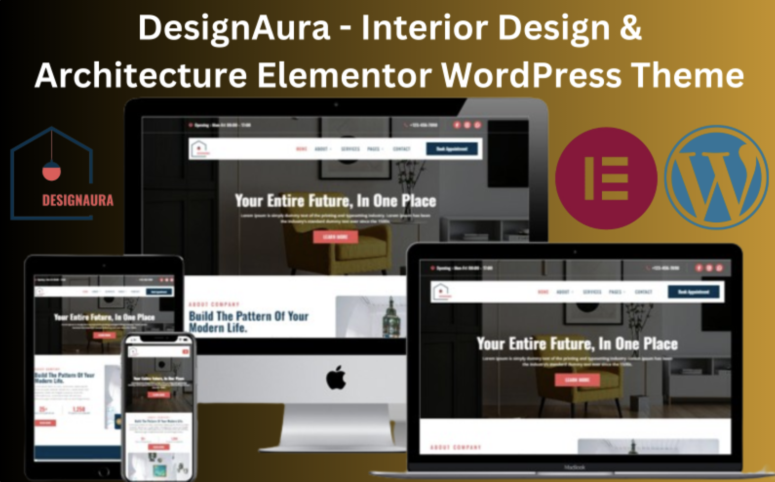 DesignAura - Interior Design & Architecture Elementor WordPress Theme