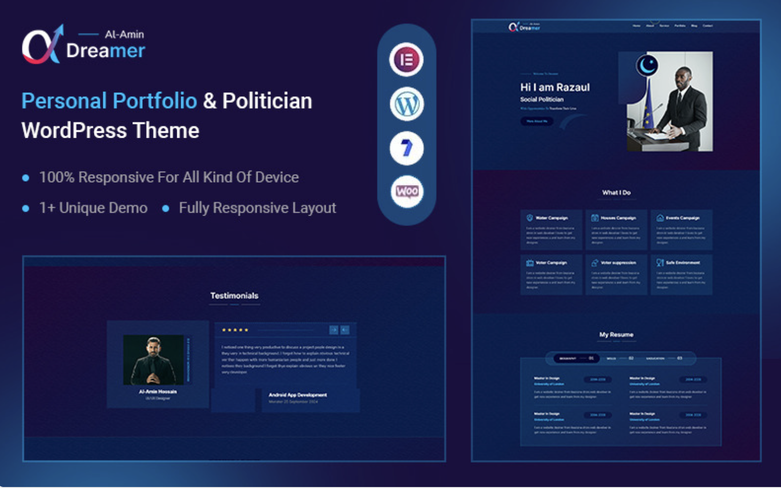 Dreamer – Personal Portfolio & Politician WordPress Theme