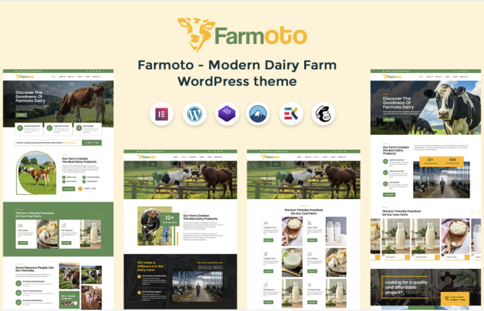 Farmoto - Modern Cow and Dairy Farm Wordpress Theme WordPress Theme