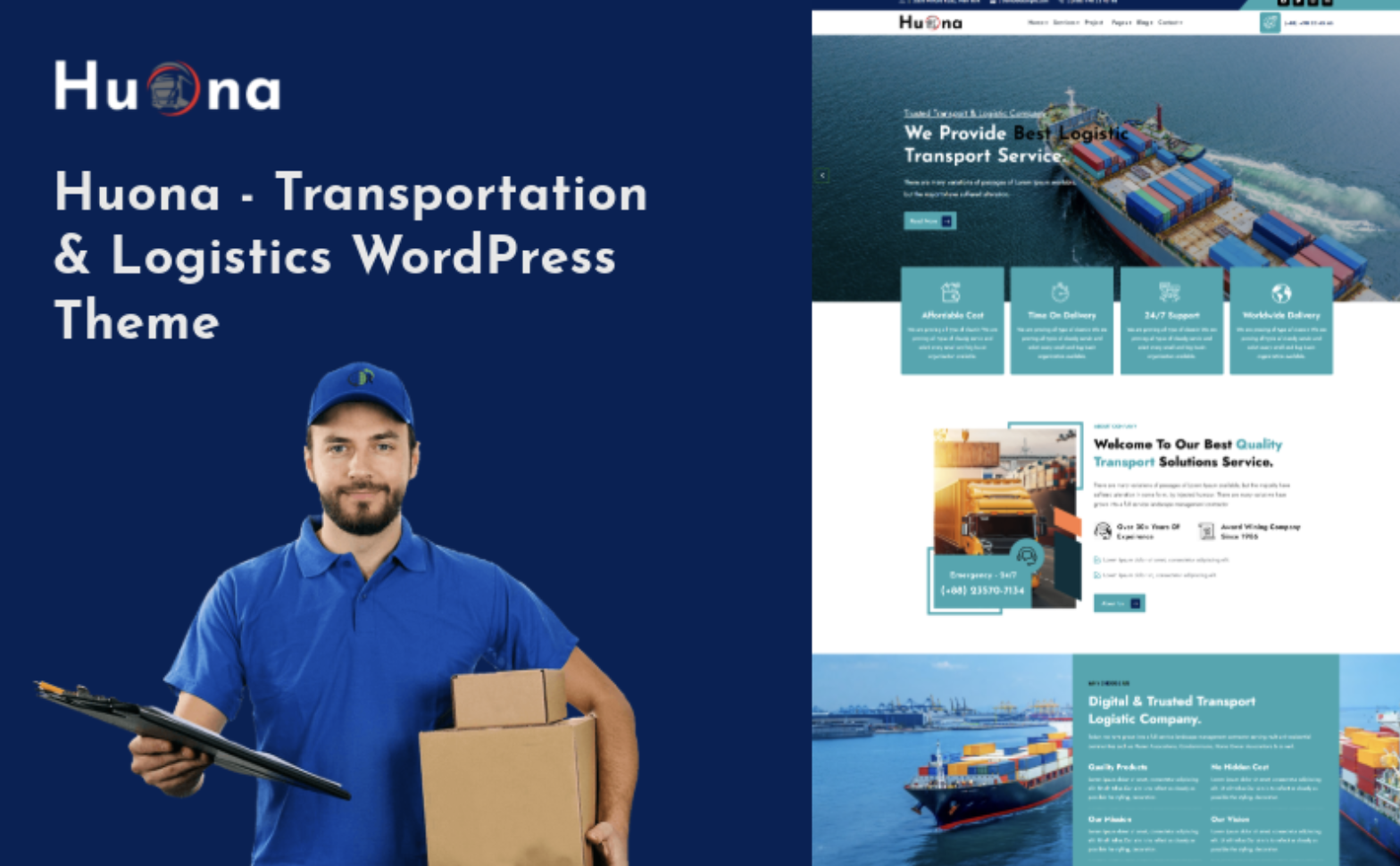 Huona - Transportation & Logistics Multipurpose WordPress Theme