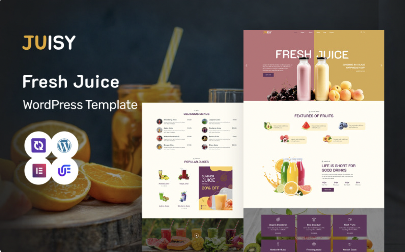 Juisy - Food Juice Store Manufacturer WordPress Elementor Theme WordPress Theme