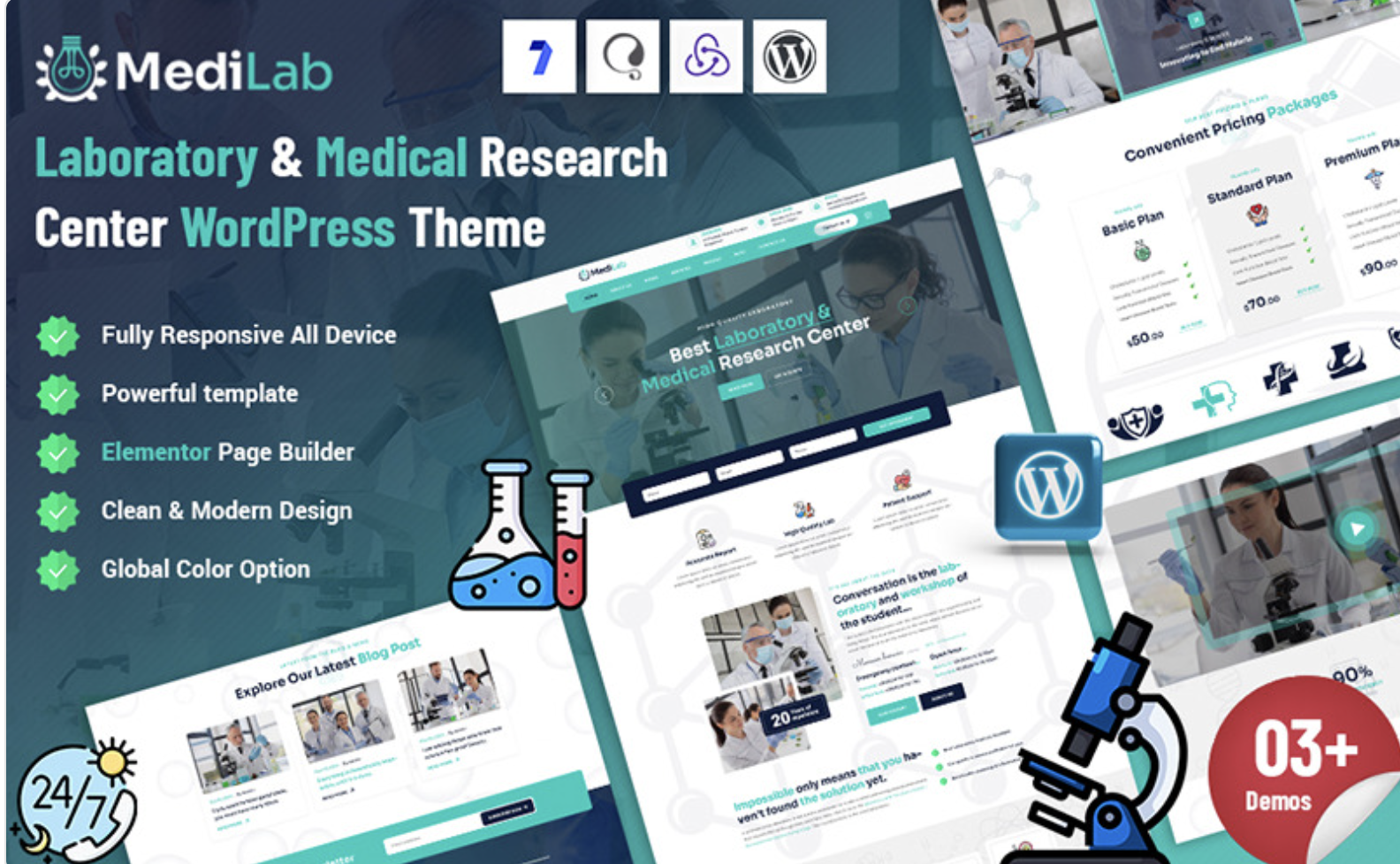 Medelab - Laboratory & Medical Research Center WordPress Theme