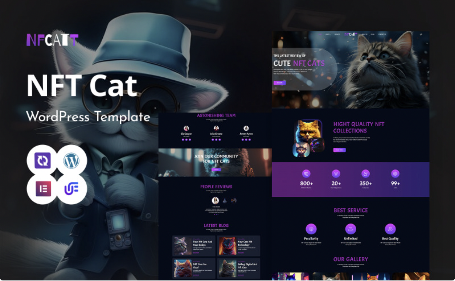 Nfcatt - NFT Artistry And Digital Creations WordPress Elementor Theme WordPress Theme