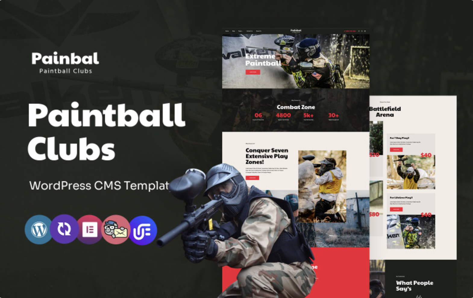 Painbal - Paintball Club Multipurpose WordPress Elementor Theme WordPress Theme