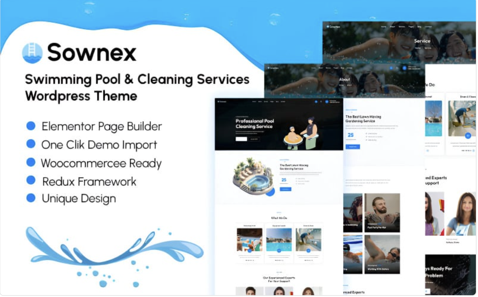 Sownex - Swimming Pool & Cleaning Service WordPress Theme