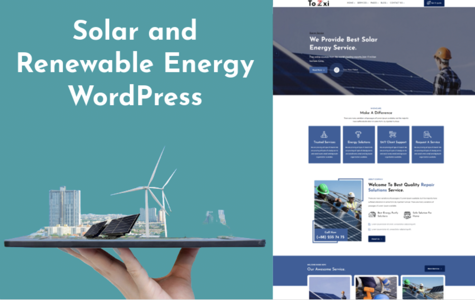 Tozxi - Solar and Renewable Energy WordPress Theme