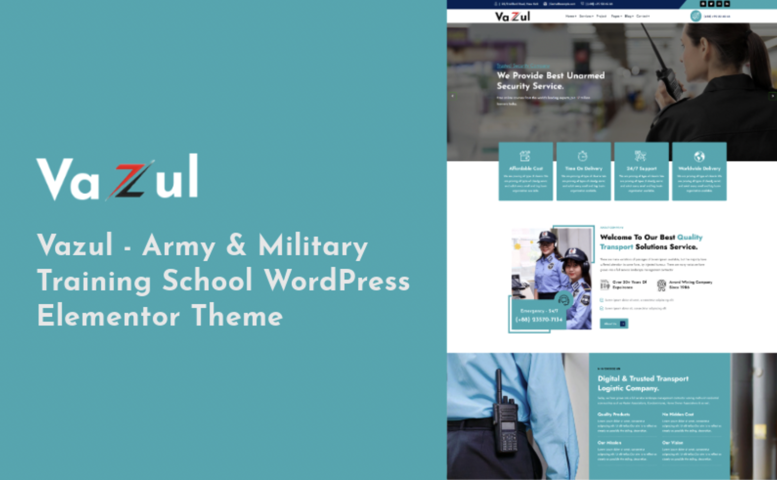 Vazul - Army & Military Training School WordPress Elementor Wordpress WordPress Theme