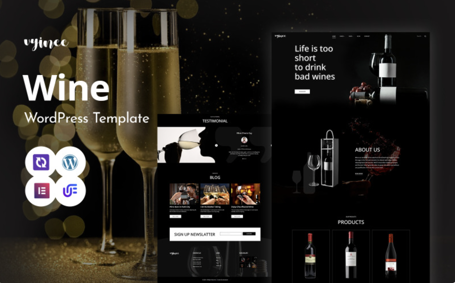 Vninee - Wine And Winery Shop WordPress Elementor Theme WordPress Theme