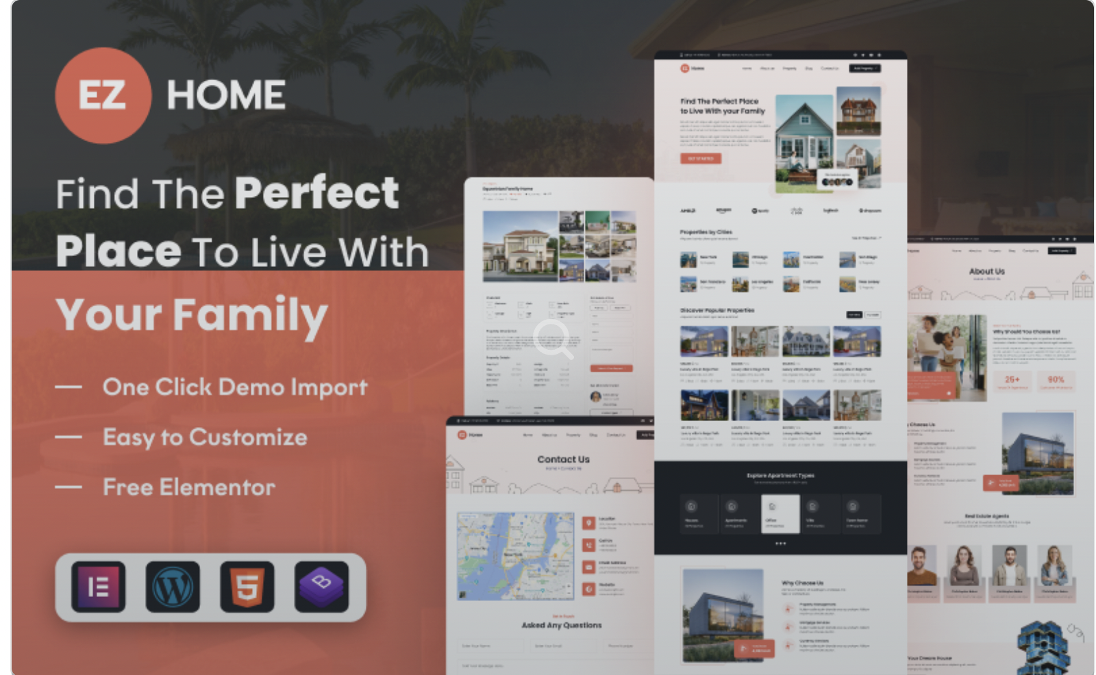 EZ Home: Comprehensive Property Listings Platform WordPress Theme