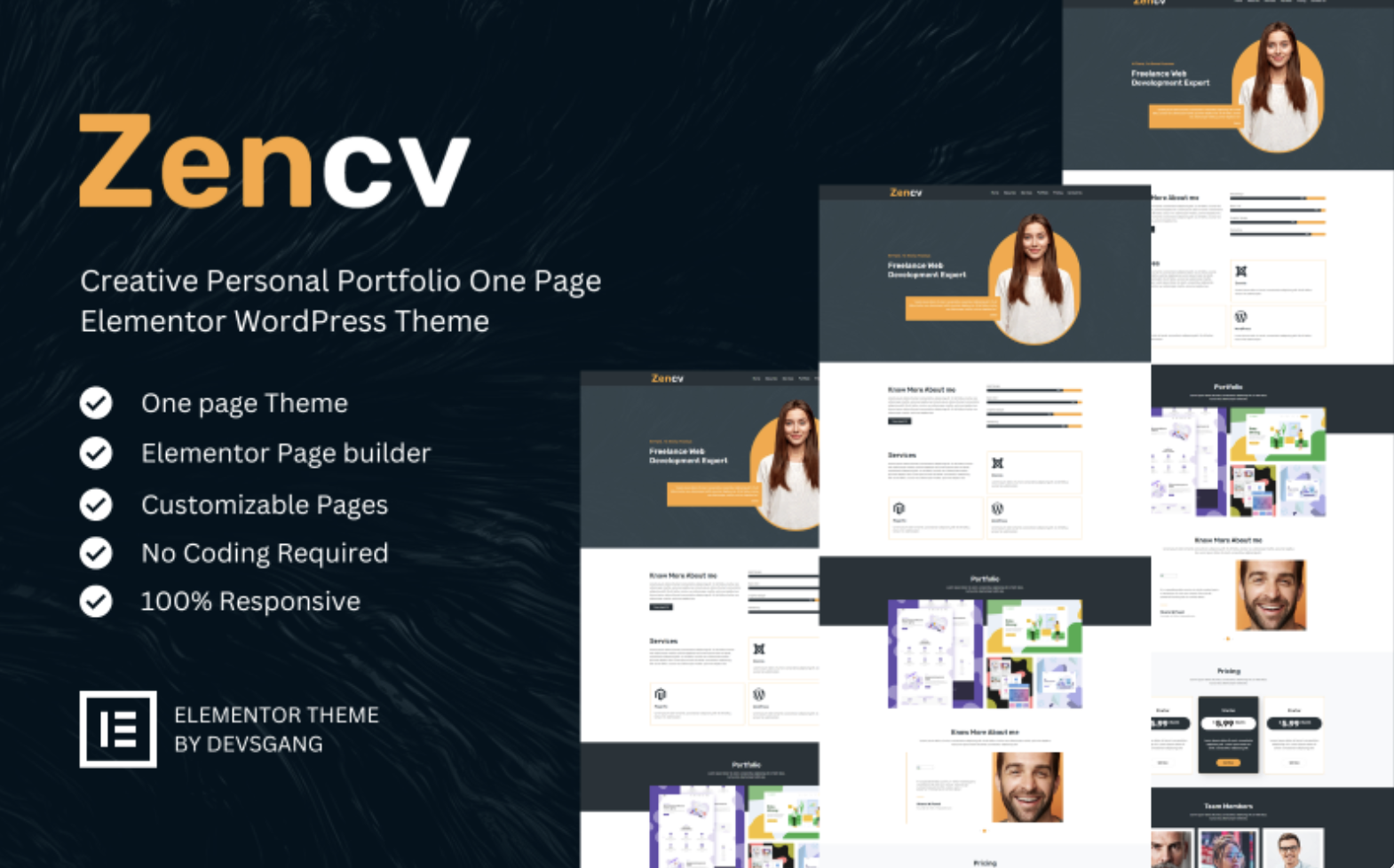 Zencv - Creative Portfolio WordPress Elementor Theme WordPress Theme