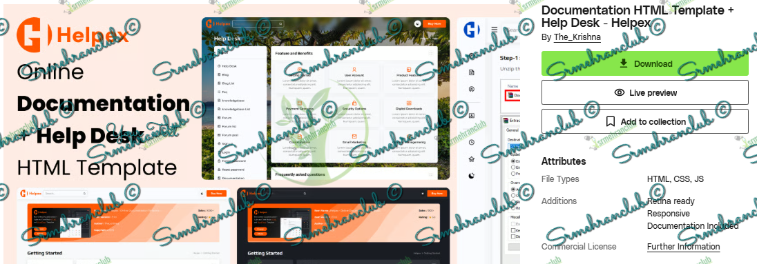 Helpex Documentation HTML Template + Help Desk Free Download