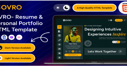 Ovro – Personal Portfolio CodeIgniter PHP Template