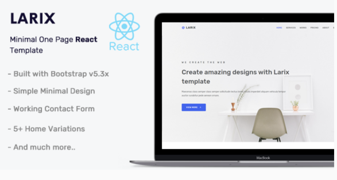 Larix – React 19 Landing Page Template