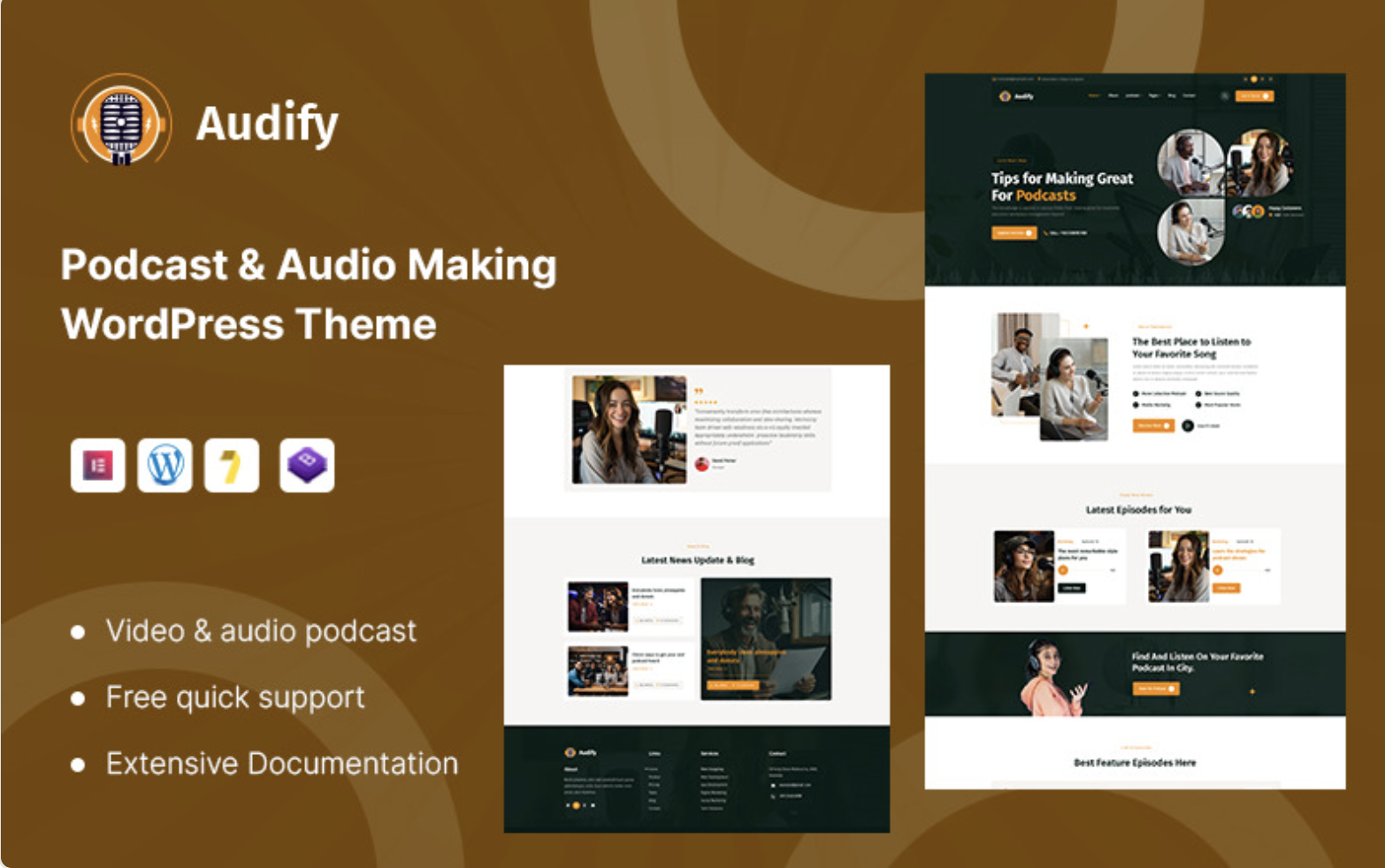Audify – Podcast Audio Making & Music School WordPress Theme