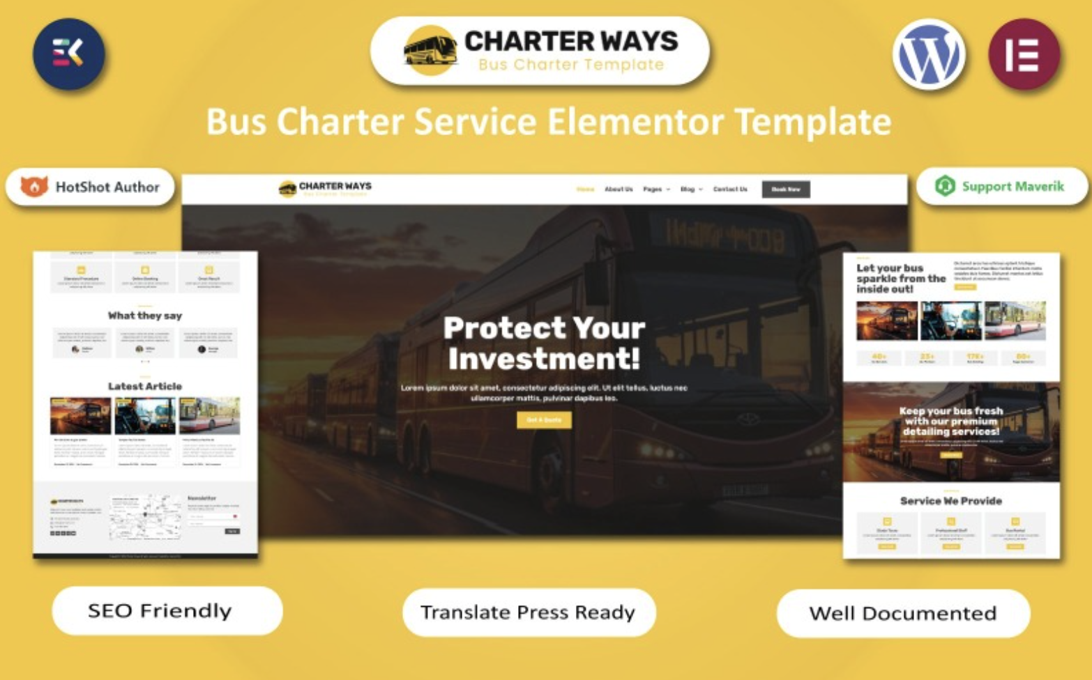 Charter Ways - Bus Charter Service WordPress Elementor Template WordPress Theme