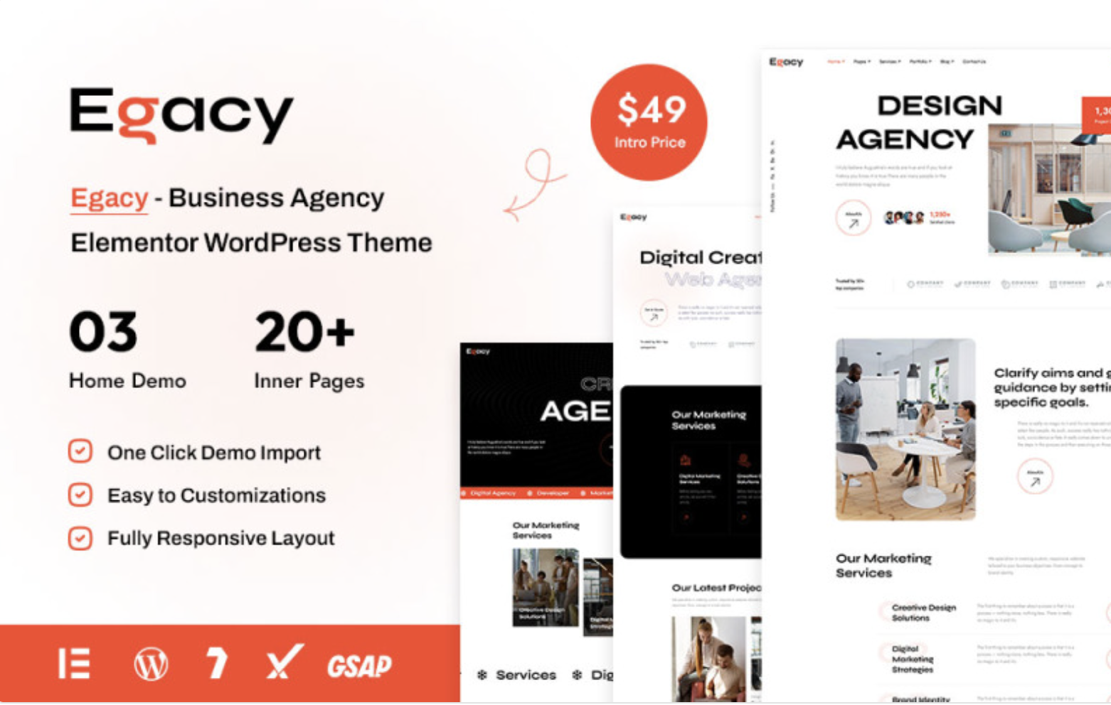 Egacy - Agency Portfolio Elementor WordPress Theme
