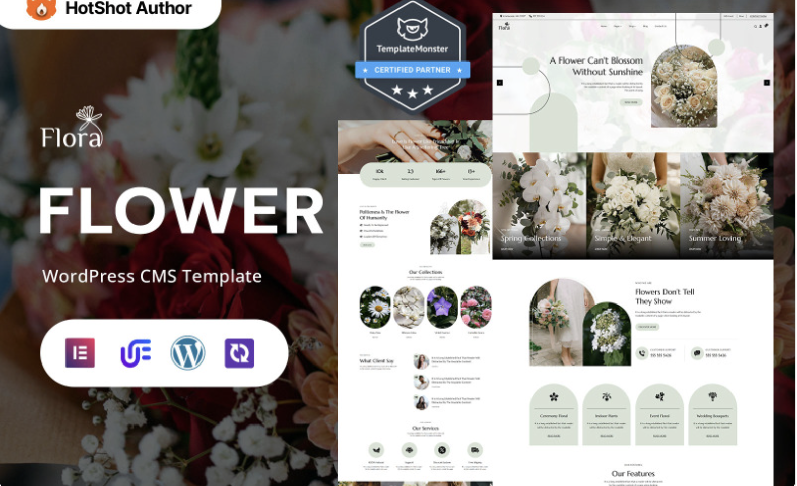 Flora - Flower Shop, Florist Services And Wedding Flowers WordPress Elementor Theme WordPress Theme