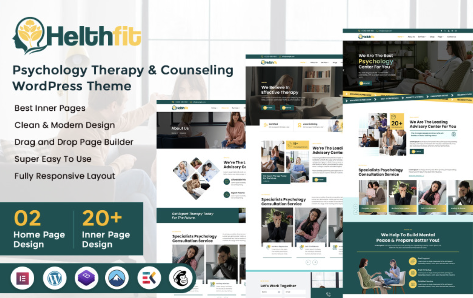 Helthfit - Psychology Therapy & Counseling WordPress Theme