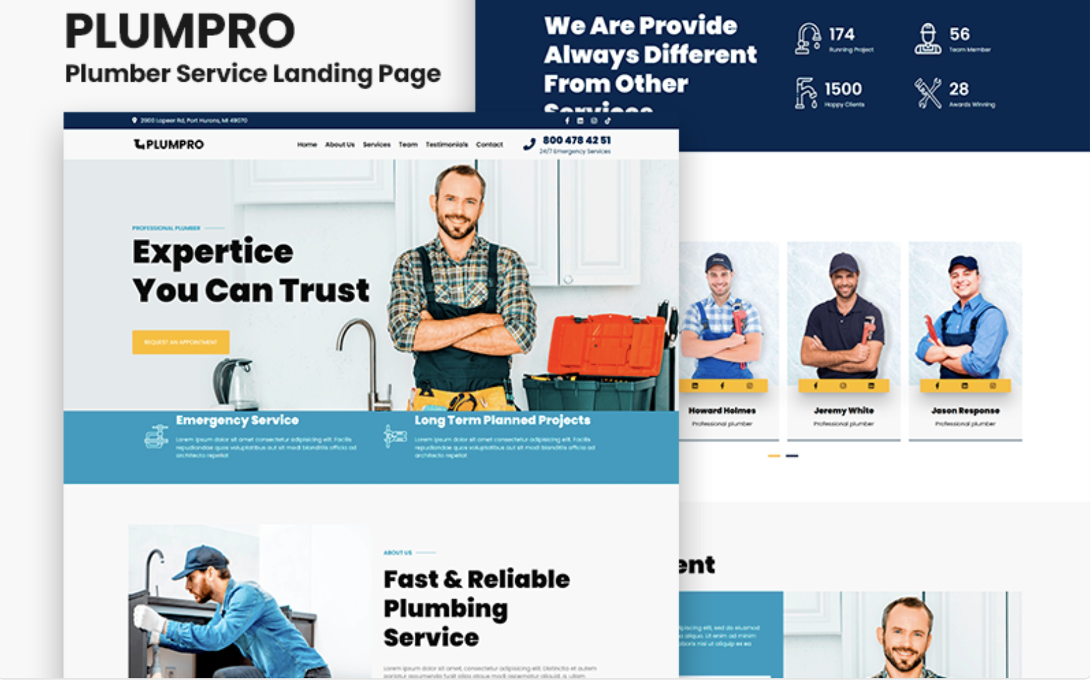 Plumpro - Plumber Service Landing Page Theme WordPress WordPress Theme