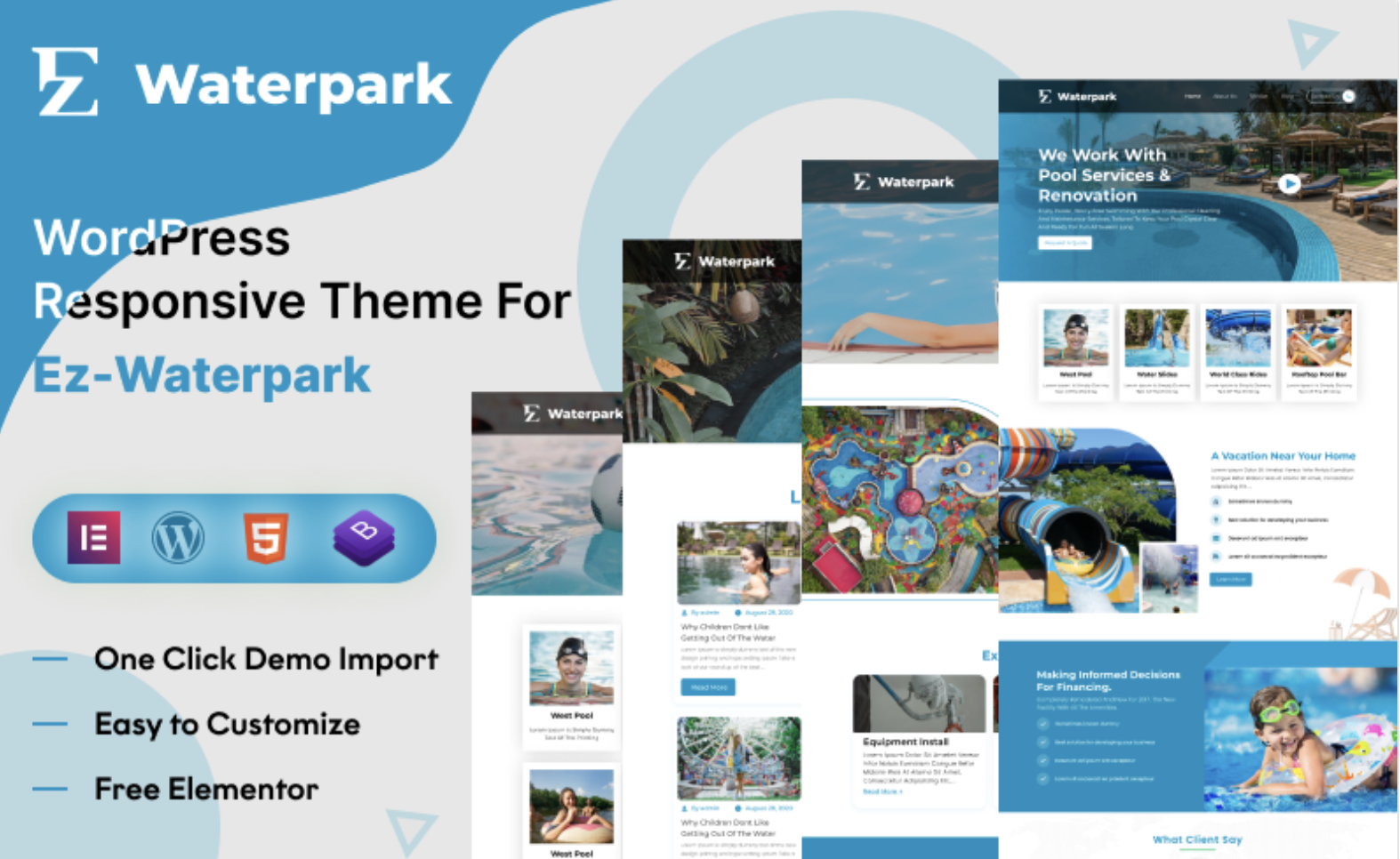 EZ Water Park– Ultimate Template for Water Parks and Family Fun Centers WordPress Theme