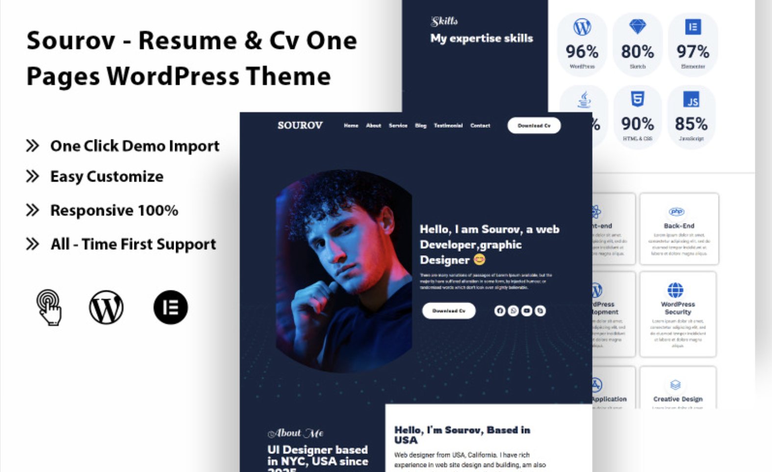 Sourov - Resume & Cv One Pages WordPress Theme