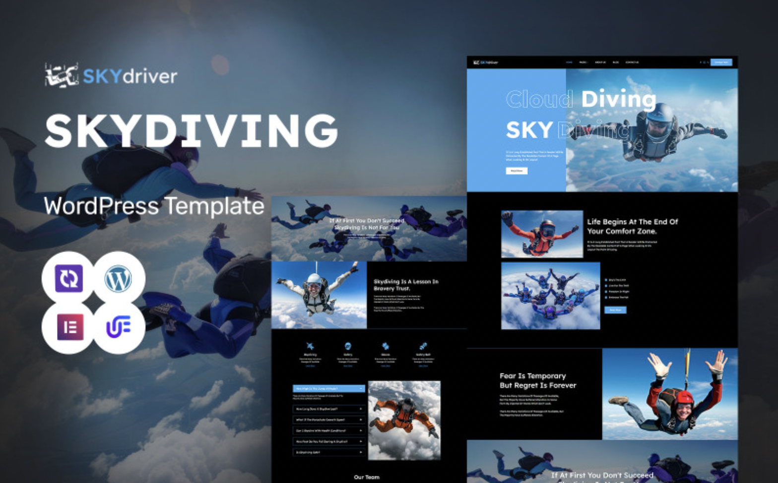 Skydriver - Skydiving And Parachuting Experience WordPress Elementor Theme WordPress Theme