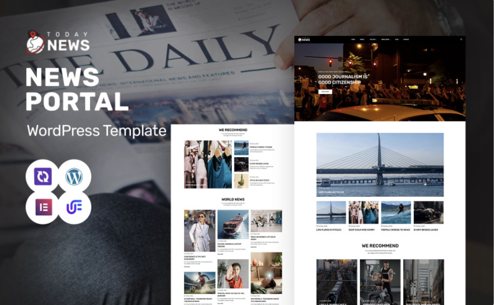 Today News - Modern News Portal And Media WordPress Elementor Theme WordPress Theme