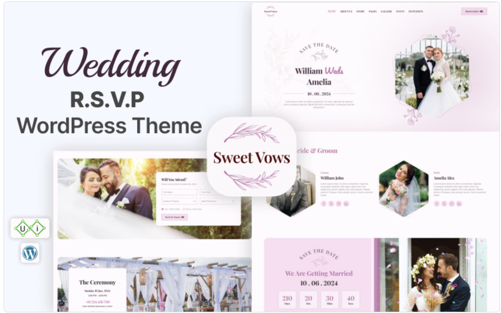 Sweet Vows - Digital wedding invitation and event WordPress Theme