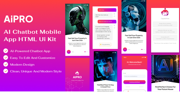 Aipro - AI Chatbot Mobile App HTML Template