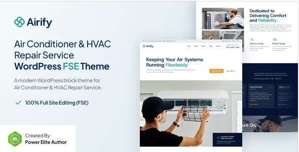 Airify – HVAC Repair Service FSE WordPress Theme