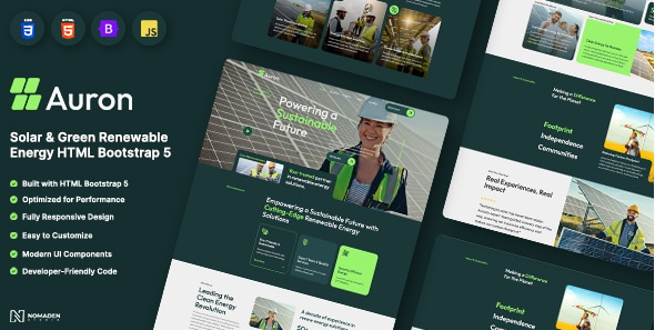 Auron - Solar Green Renewable Energy HTML Template