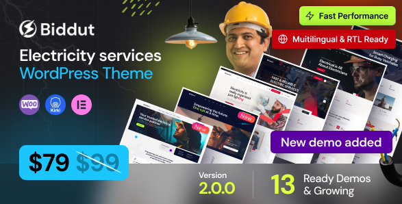 Biddut - Electricity Services WordPress Theme